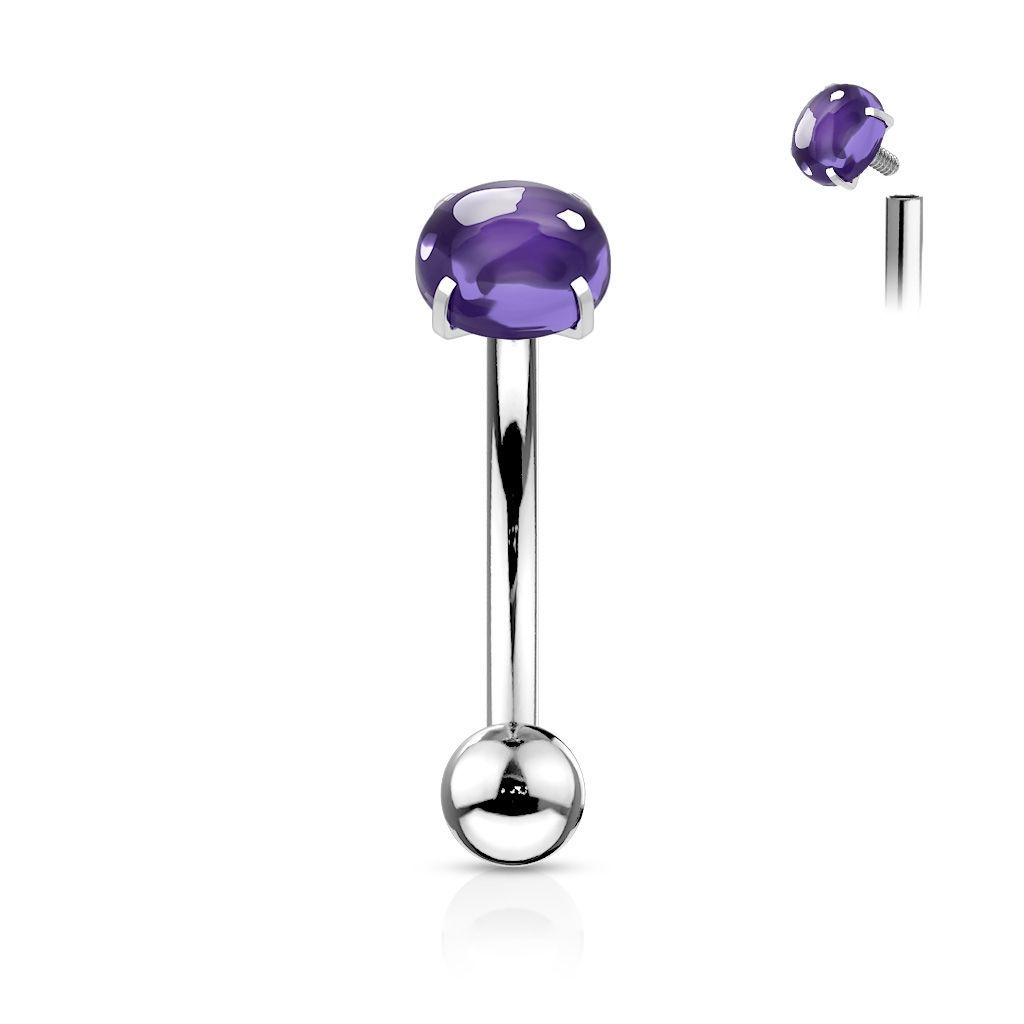 Levně Piercing do obočí s kulatým kamenem (fialová)