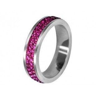 Prsten chirurgická ocel s krystaly Swarovski RSSW02 fuchsia