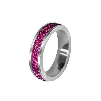 Prsten chirurgická ocel s krystaly Swarovski RSSW02 fuchsia