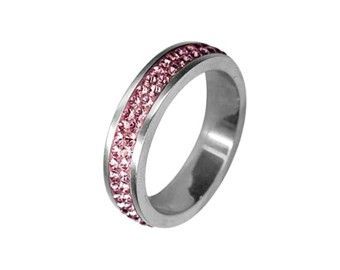 Levně Prsten chirurgická ocel s krystaly Swarovski RSSW02 rose