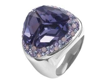 Levně Prsten chirurgická ocel s krystaly Swarovski RSSW14 light sapphire