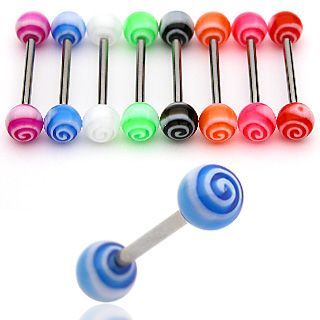 Levně Piercing činka chirurgická ocel s UV kuličkami HWBAQ0087