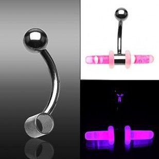 Piercing banánek PARTY chirurgická ocel - svítící HW2700