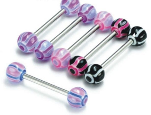 Levně Piercing činka chirurgická ocel s UV kuličkami CrazyEyes PPUB298