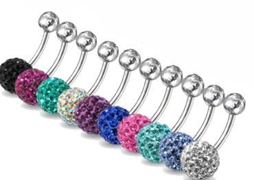 Levně Piercing banánek chirurgická ocel se Swarovski krystalky PBFDBLY01