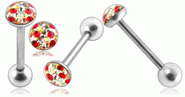 Levně Piercing činka chirurgická ocel krystalky PB18x