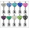 Piercing do jazyku činka se Swarovski krystalky srdce PBFDTN03