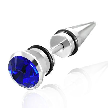 Levně Piercing hrot, pryž, tmavomodrý kámen LQPC222