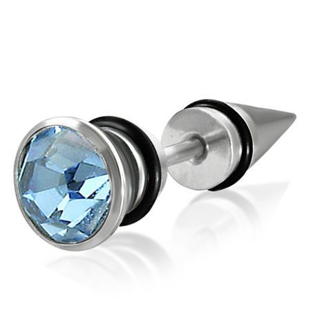 Levně Piercing hrot, pryž, modrý kámen LQPC263