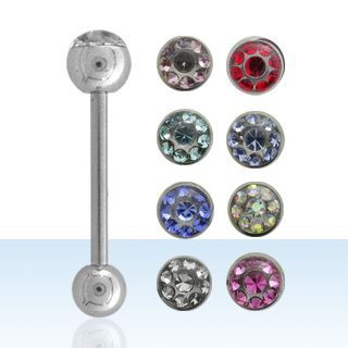 Levně Piercing do jazyku činka s krystalky ABBTCRS