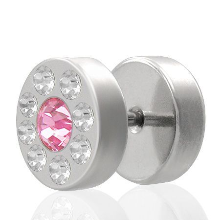 Levně Piercing falešný plug se zirkony LQPC277