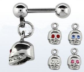 Levně Piercing do ucha činka chirurgická ocel lebka ABBER7