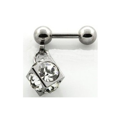 Piercing do ucha činka chirurgická ocel kostka ABBER3