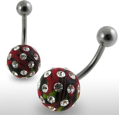 Levně Piercing do pupíku fimo s krystalky PBFDBLY610