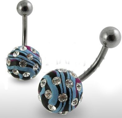 Levně Piercing do pupíku fimo s krystalky PBFDBLY603