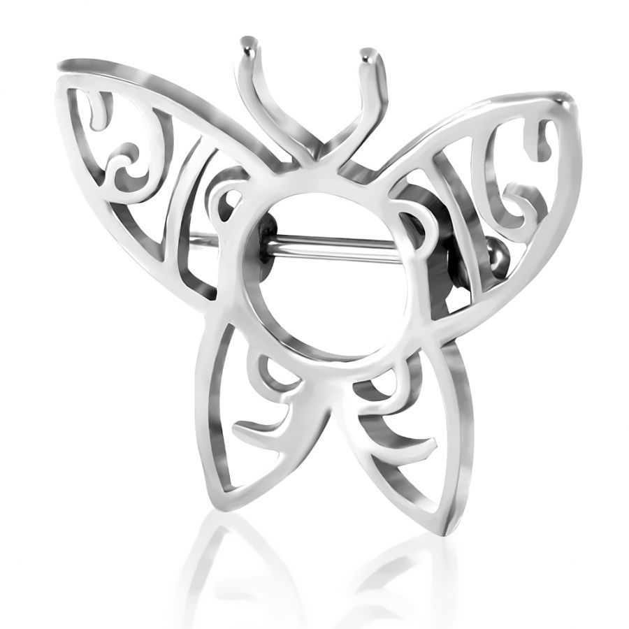 Levně Piercing do bradavky chirurgická ocel motýl