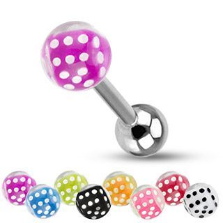 Levně Piercing do jazyku činka kostka HWBSD1006