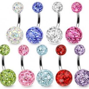 Piercing banánek chirurgická ocel s krystalky HWNSD1014