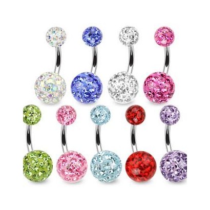 Piercing banánek chirurgická ocel s krystalky HWNSD1014