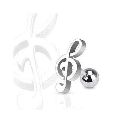 Piercing tragus chirurgická ocel houslový klíč HWJA1015