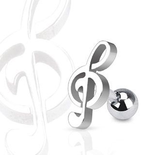Levně Piercing tragus chirurgická ocel houslový klíč HWJA1015