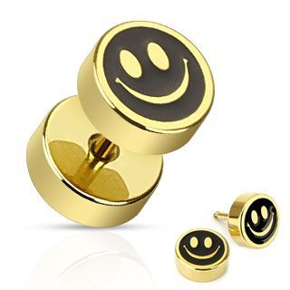 Levně Piercing falešný plug smajlík HWPSFX56
