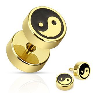 Levně Piercing falešný plug jing-jang HWPSFX54