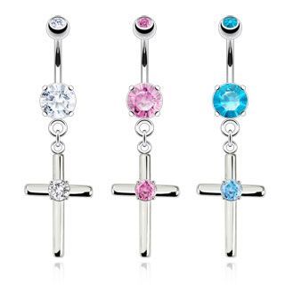Levně Piercing do pupíku kříž HWNSB1009
