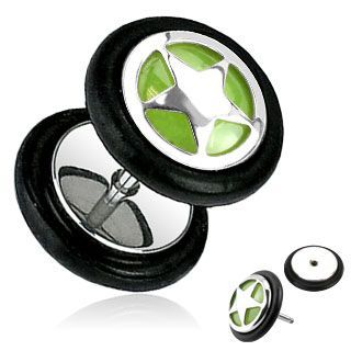 Levně Piercing falešný plug hvězda HWPSFX89