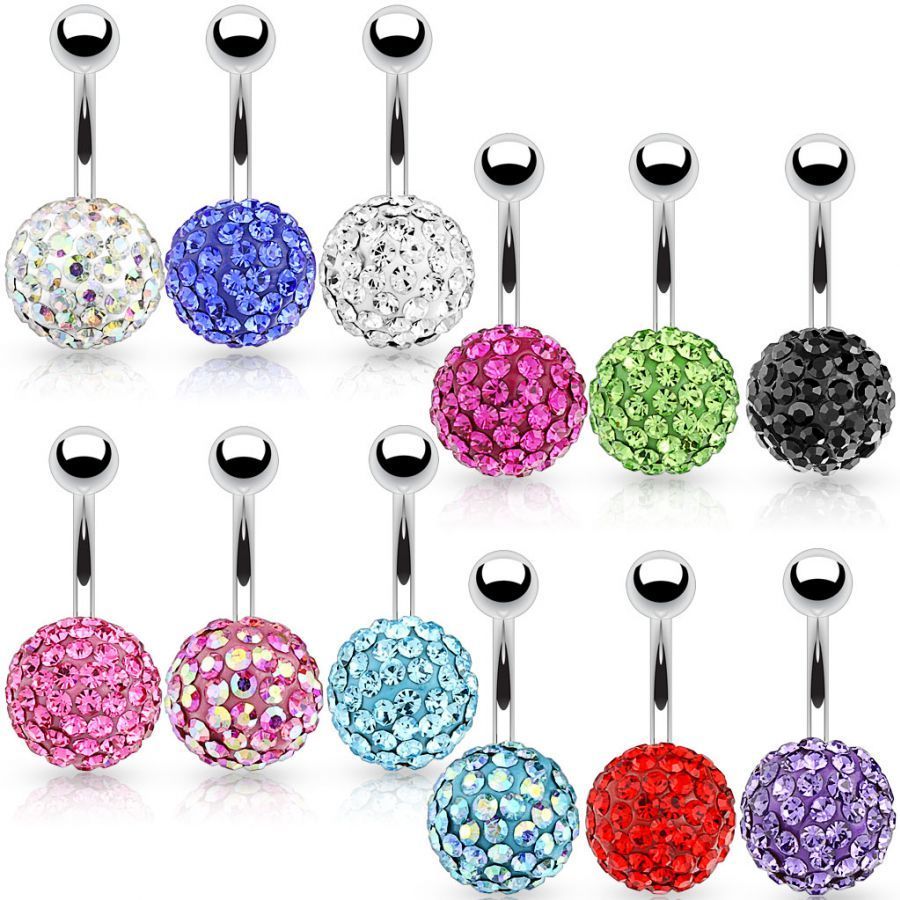 Levně Piercing banánek chirurgická ocel s krystalky HWNSD1302