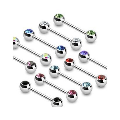 Piercing do bradavky chirurgická ocel s kamínky HWBS32