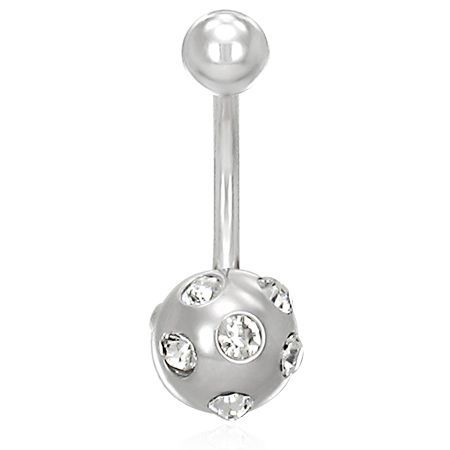 Levně Piercing do pupíku s kamínky LQPC127