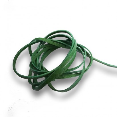 Řezaná kožená šňůrka zelená, tl. 2 mm, délka 100 cm