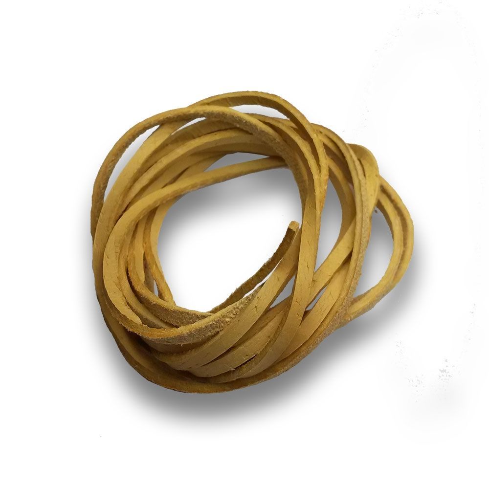 S4U Řezaná kožená šňůrka tm. žlutá, tl. 2 mm, délka 100 cm - LR9000-16