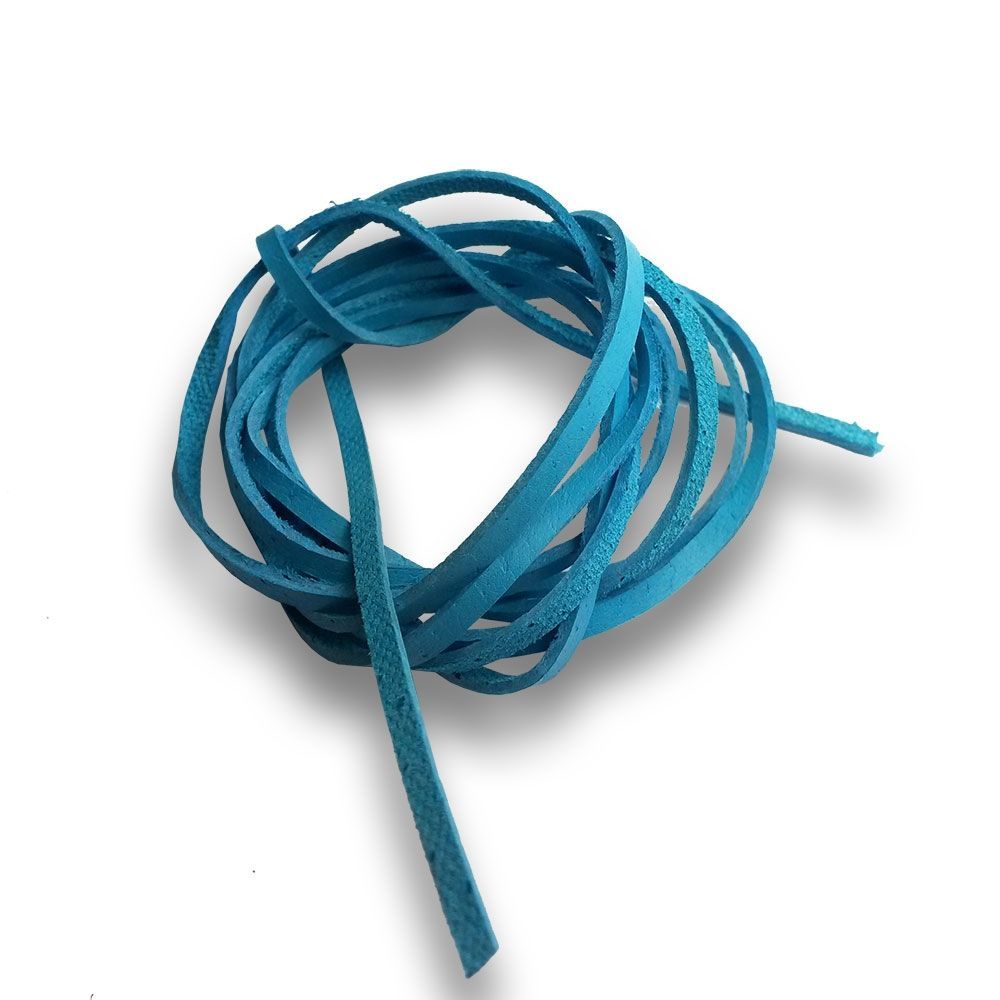 S4U Řezaná kožená šňůrka tyrkysová, tl. 2 mm, délka 100 cm - LR9000-20