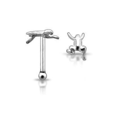 Stříbrný piercing do nosu - žabka