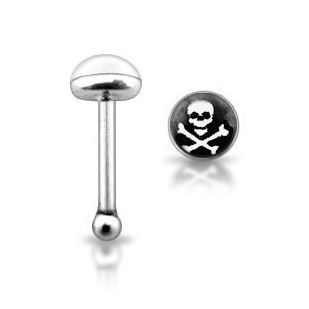 Stříbrný piercing do nosu - lebka