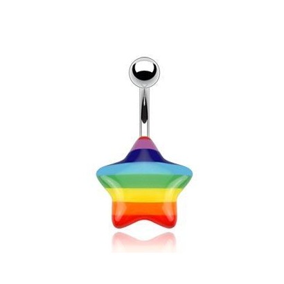 Piercing do pupíku - hvězda duha