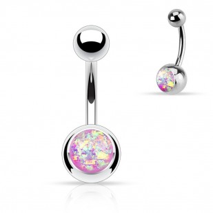 Piercing do pupíku - banánek fialový glitrový