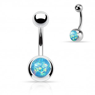 Piercing do pupíku - banánek tyrkysový glitrový