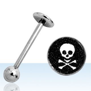 Levně S4U Piercing do jazyka - lebka s hnáty - PJ01209