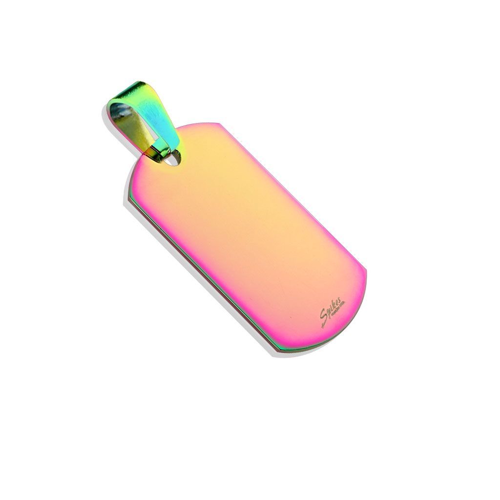 Ocelový přívěsek - vojenská známka malá, duhová - DR1032-W