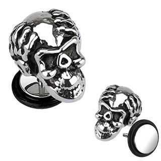 Levně S4U Falešný piercing do ucha - lebka - FP01017