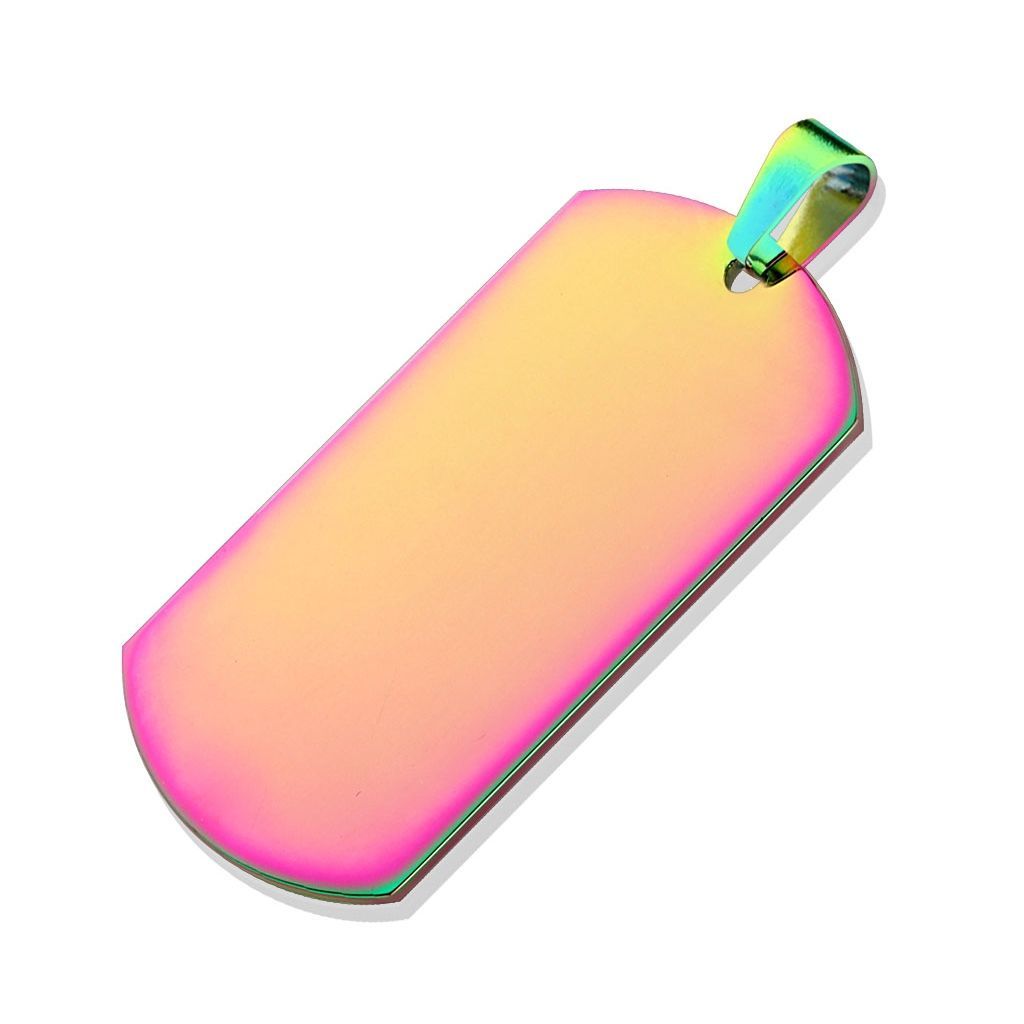 Ocelový přívěsek - destička VELKÁ duhová - DR1010-W