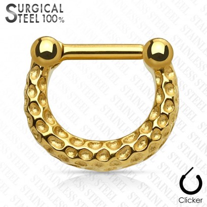 Ocelový piercing do nosu - septum zlacený