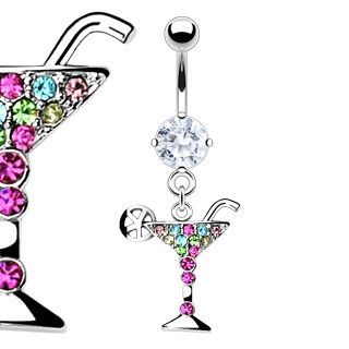 S4U Piercing do pupíku zdobený barevnými zirkony - WP01217