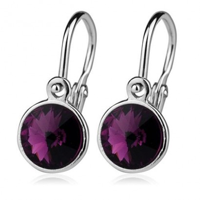 Dětské stříbrné náušnice, Crystals from SWAROVSKI®, barva: Amethyst