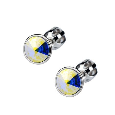 S4U Šroubovací stříbrné náušnice s kameny Crystals from SWAROVSKI, barva: Crystal AB - CS5701-AB