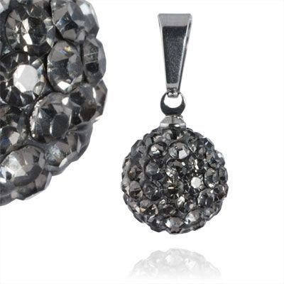Levně S4U Ocelový přívěsek kulička 12 mm - šedé krystaly - PSW1008