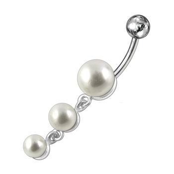 S4U Stříbrný piercing do pupíku - perličky - BP01260
